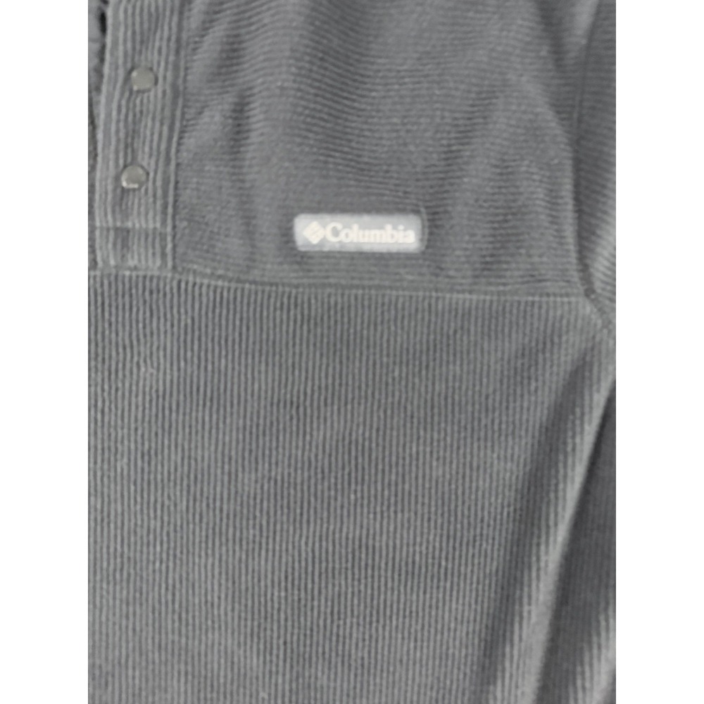 Columbia Waffle Knit Pullover Hoodie Gray Snap Neck Men's Large - Picture 2 of 6